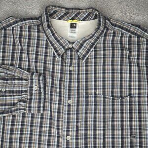 The North Face Shirt Mens 2XL XXL A5 Series Plaid Gray Blue Hiking Camp Outdoor